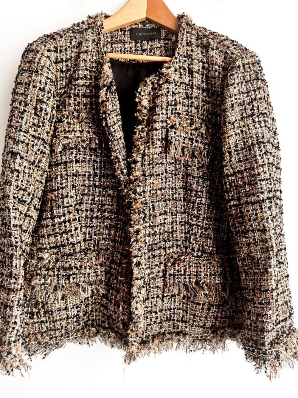Kobi Halperin Brown Black Tweed Blazer XL - Picture 9 of 9
